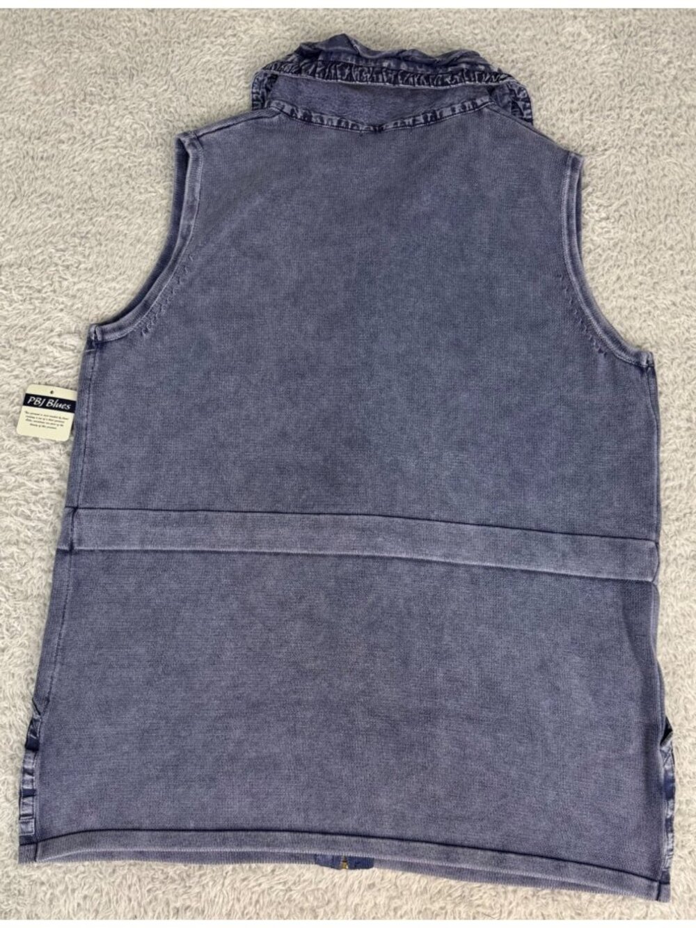 Blue Sleeveless Vest With Hood PBJ Blues L Casual Zip Front Drawstring Pocket - Picture 11 of 15